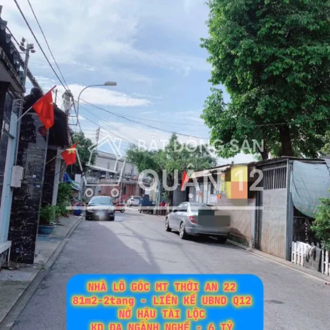 Nhà lô góc mt Thới An 22 , 81m2-2tang , liền kề UBND Quận 12 , nợ hậu tài lộc - 6 tỷ 0932030061